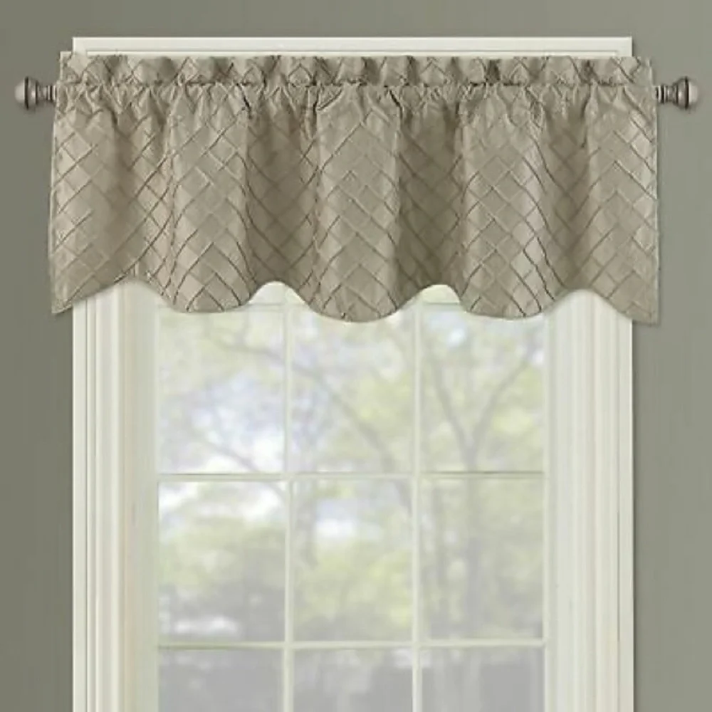 Bella Pin Tuck Diamond Window Valance in Linen